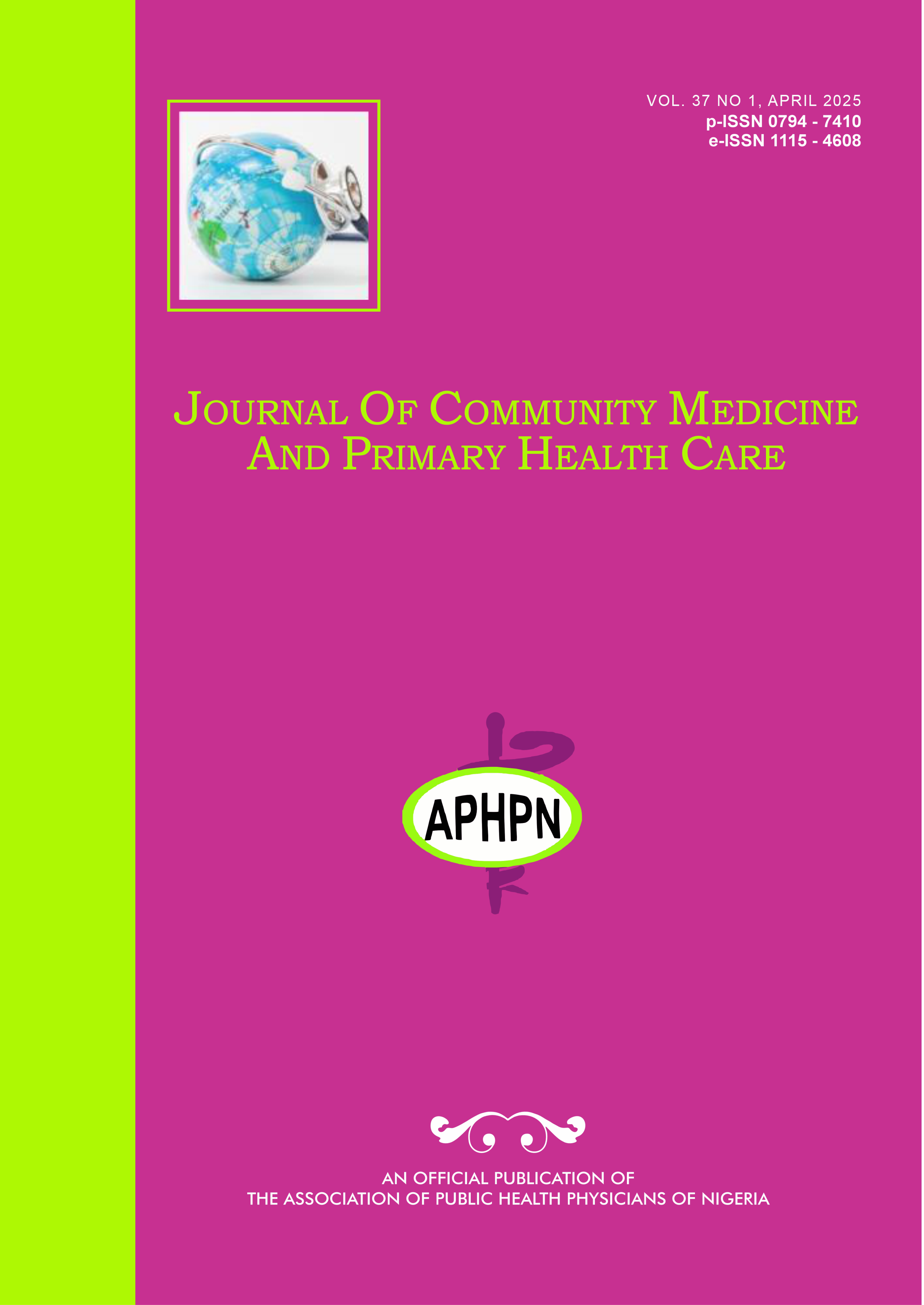 					View Vol. 37 No. 1 (2025):  Journal of Community Medicine and Primary Health Care (JCMPHC)
				